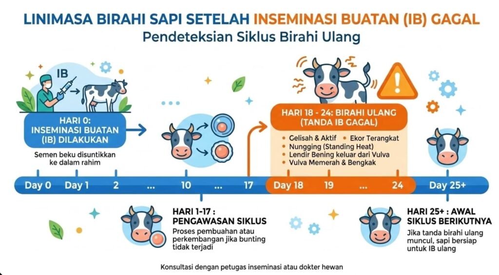 timeline birahi ulang sapi 18 hingga 24 hari setelah IB gagal