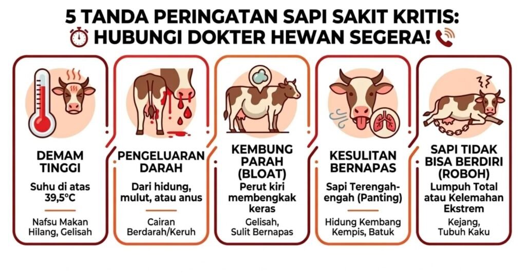 tanda darurat sapi sakit lemas tidak mau makan perlu segera ditangani dokter hewan