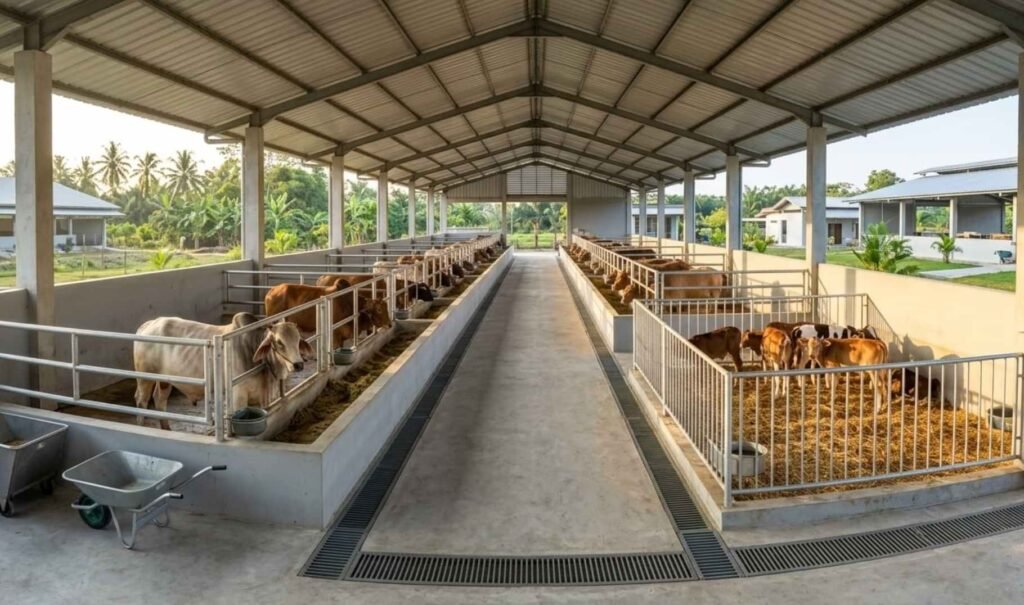 ukuran kandang sapi potong dan pedet dalam kandang penggemukan modern