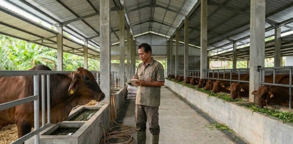 peternak menghitung keuntungan penggemukan sapi 4 bulan di kandang