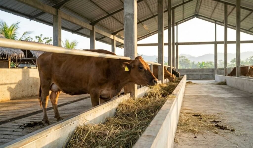 sapi sehat makan dengan lahap setelah mendapat jamu penambah nafsu makan alami