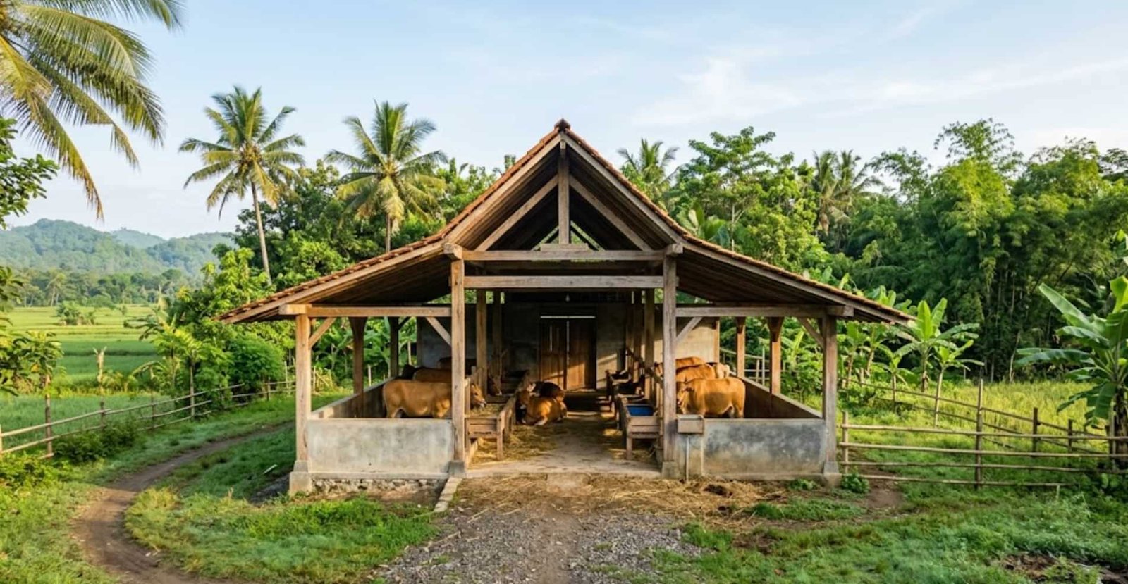 ukuran kandang sapi untuk 10 ekor tampak luar kandang individu bersih