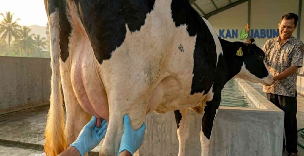 pemeriksaan ambing sapi perah untuk mencegah mastitis di awal laktasi