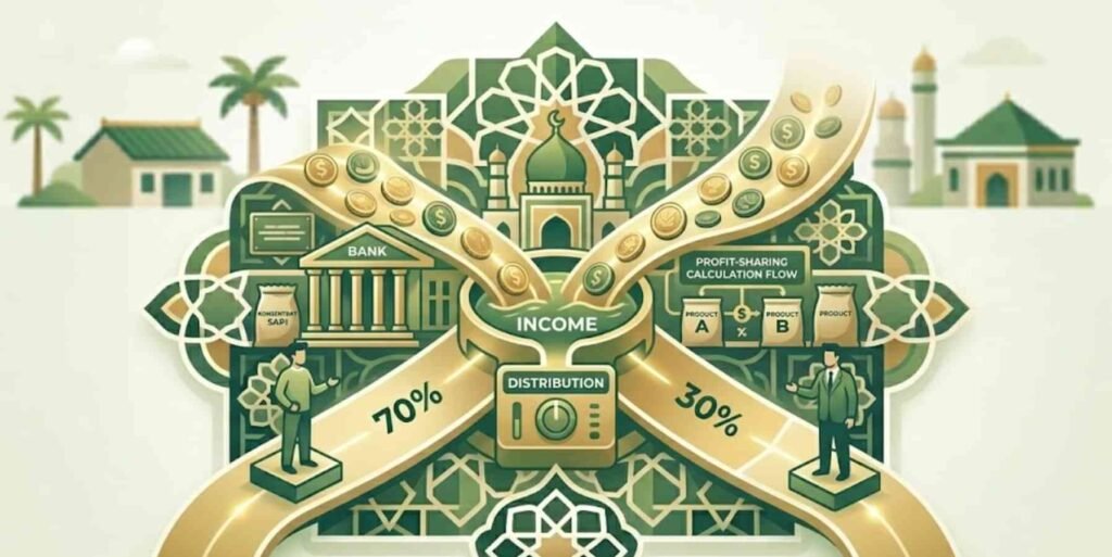 sistem bagi hasil mudharabah nisbah koperasi syariah BMT ilustrasi perhitungan