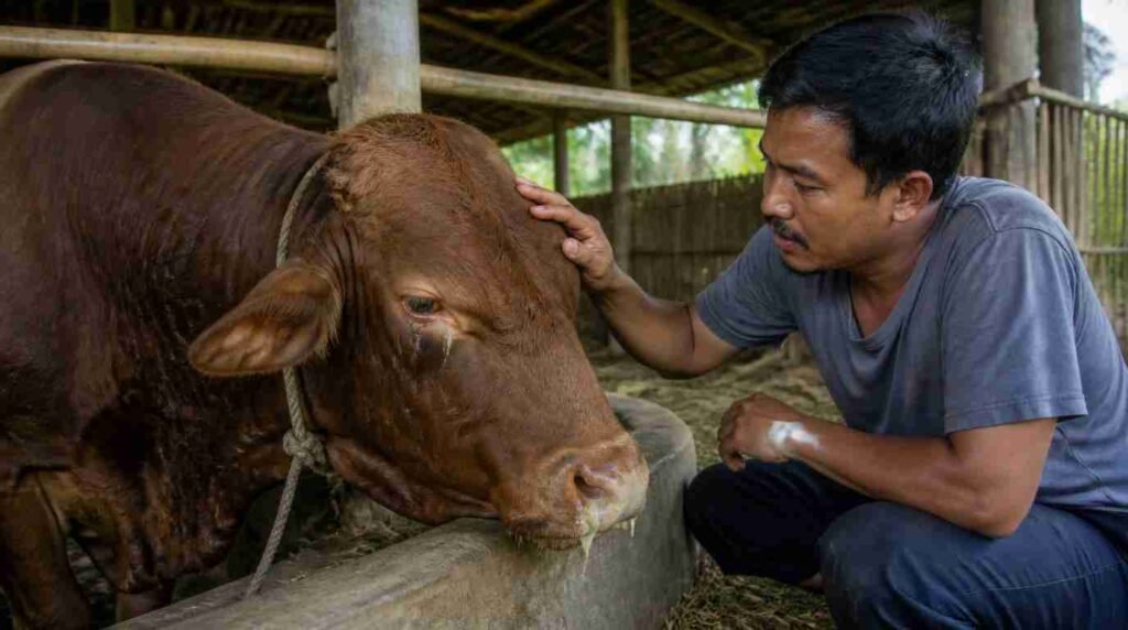 pakan darurat sapi qurban hijauan segar rumput dan air minum yang cukup