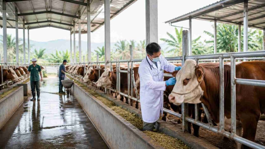 pembeli survei sapi qurban di kandang langsung lebih awal sebelum Idul Adha