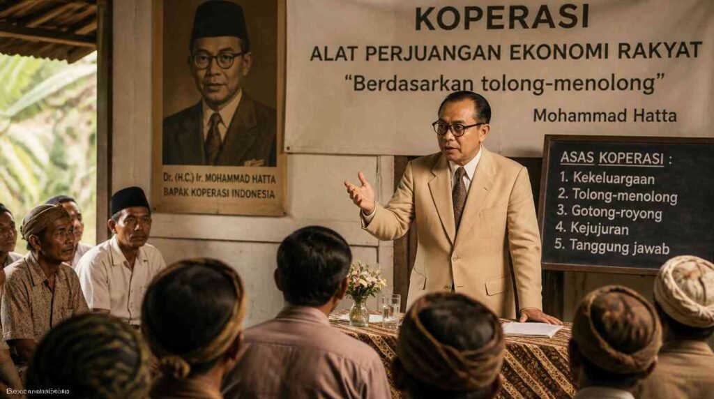 Bung Hatta Bapak Koperasi Indonesia pencetus gerakan koperasi nasional setelah kemerdekaan