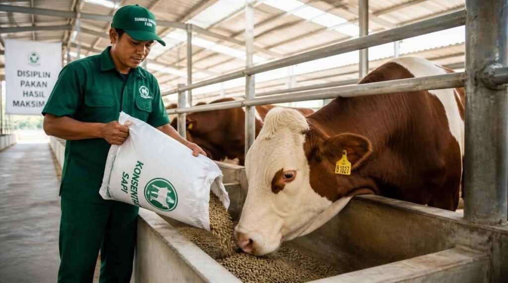 jadwal pemberian pakan harian sapi penggemukan qurban konsentrat dan hijauan segar