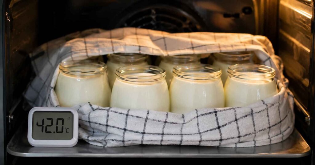langkah pembuatan yogurt fermentasi suhu 42 sampai 45 derajat celsius selama 6 sampai 8 jam