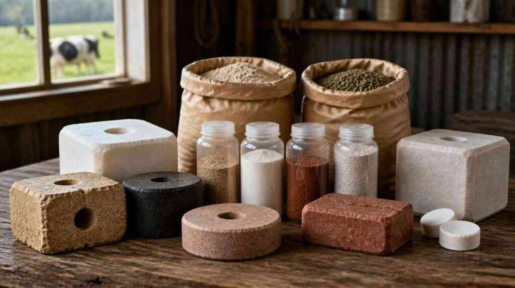 suplemen dan obat penambah susu sapi perah dalam bentuk mineral blok dan cairan