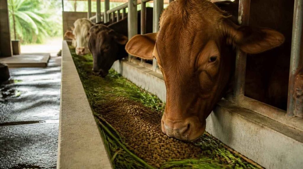 pakan penggemukan sapi pasca kurban dengan konsentrat dan hijauan segar
