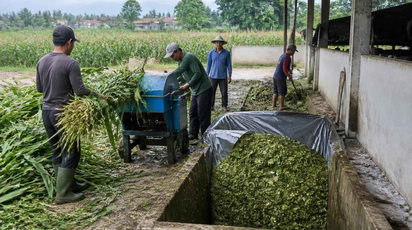 cara membuat silase jagung untuk pakan sapi perah di kandang