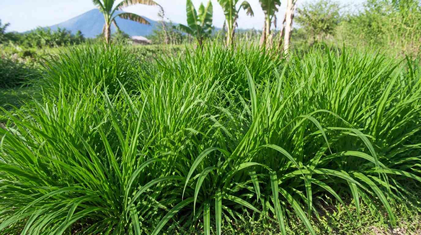 rumput odot untuk sapi merupakan tanaman Pennisetum purpureum cv Mott subur di lahan peternakan