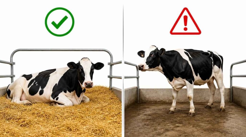 kondisi normal vs patologis sapi berdiri dan istirahat dalam sehari