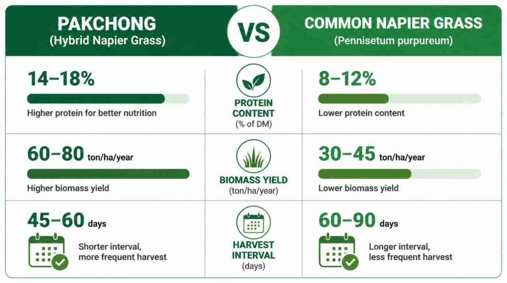 Perbandingan kandungan nutrisi rumput pakchong dan rumput gajah biasa untuk pakan sapi