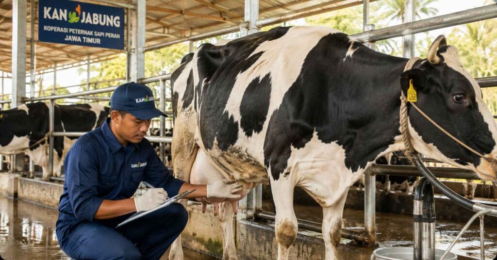 manajemen kesehatan sapi menyusui di kandang peternakan KAN Jabung
