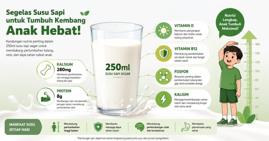 kandungan nutrisi susu sapi yang mendukung tumbuh kembang anak
