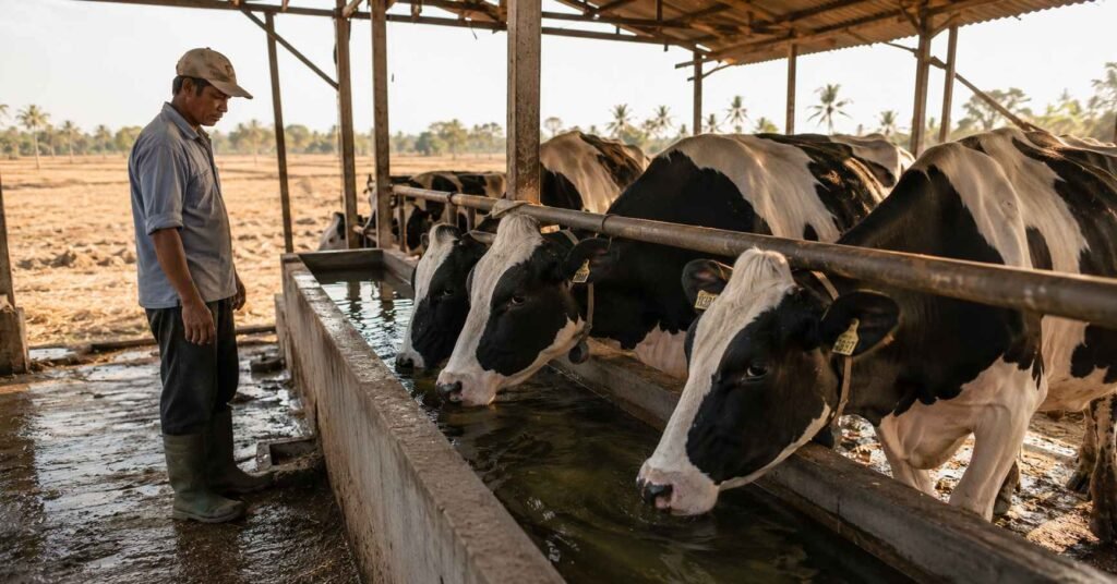 air minum sapi saat musim kemarau