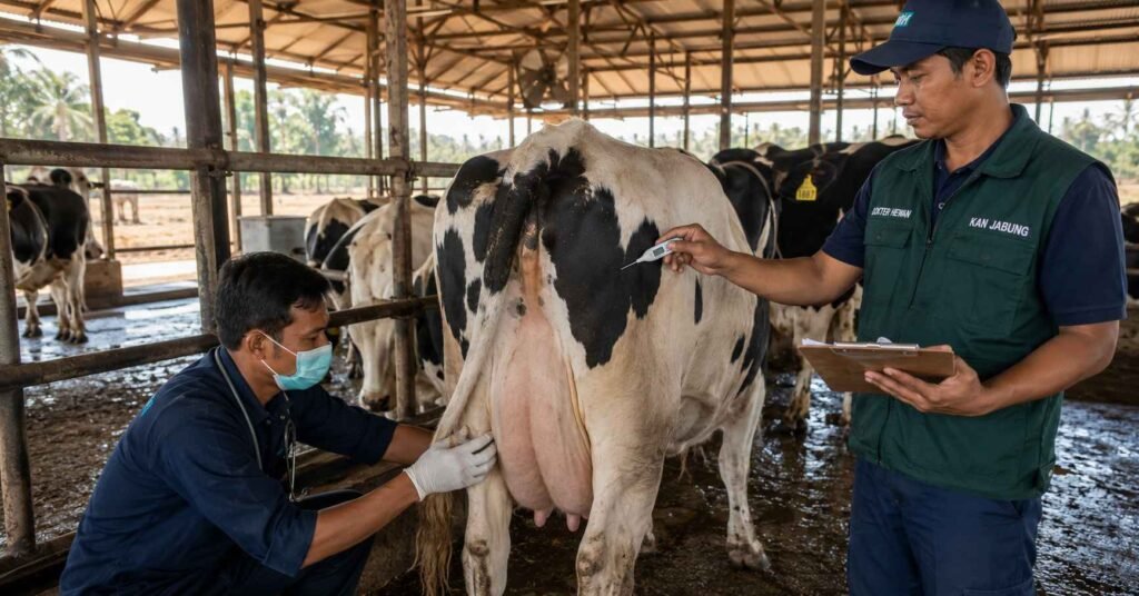 protokol kesehatan sapi musim kemarau tim medis KAN Jabung Malang