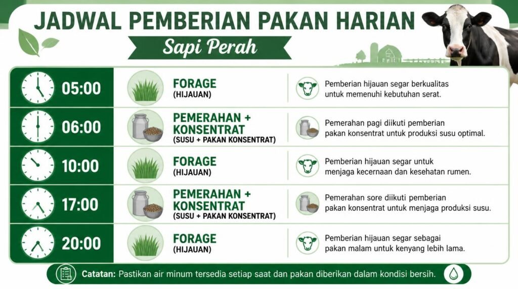 tabel jadwal harian pemberian pakan sapi perah dari pagi hingga malam