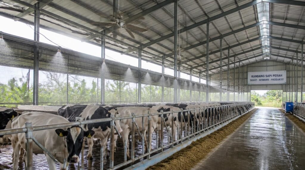 cara mengatasi heat stress di kandang sapi perah dengan ventilasi dan pendinginan