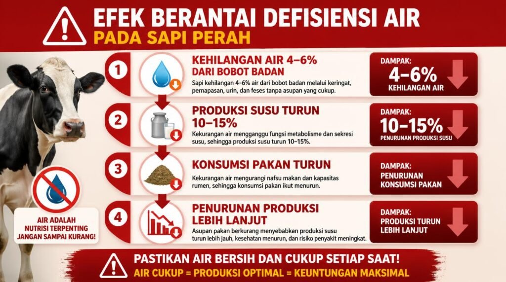 dampak kekurangan air minum terhadap penurunan produksi susu sapi perah