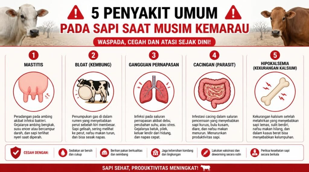 lima penyakit sapi yang paling sering muncul saat musim kemarau