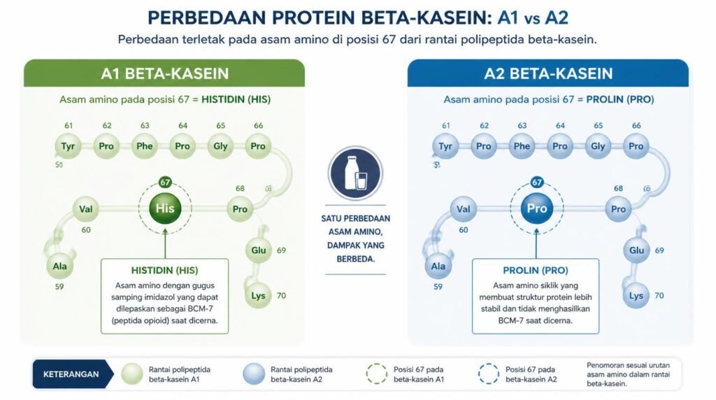 perbedaan susu A1 dan A2 pada struktur protein beta kasein