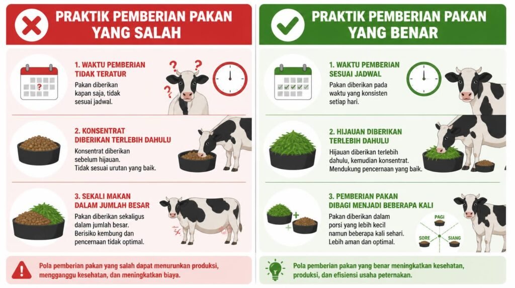kesalahan umum jadwal pemberian pakan sapi perah yang menurunkan produksi susu