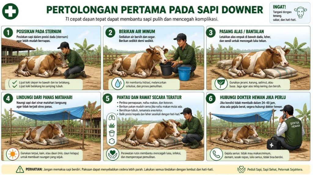 pertolongan pertama sapi lumpuh tidak bisa bangun di kandang
