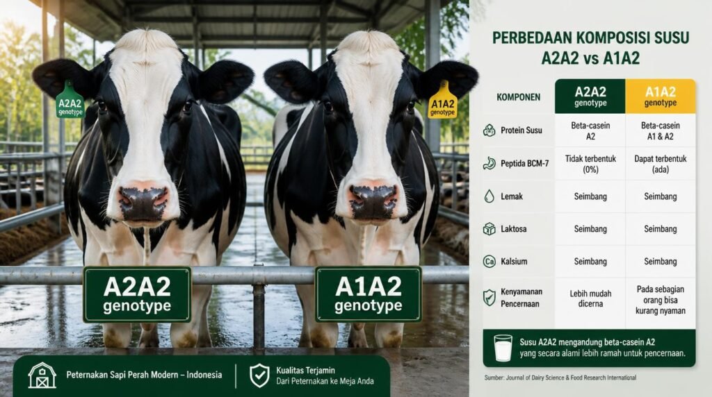 sapi Holstein FH yang menghasilkan campuran susu A1 dan A2 di peternakan KAN Jabung