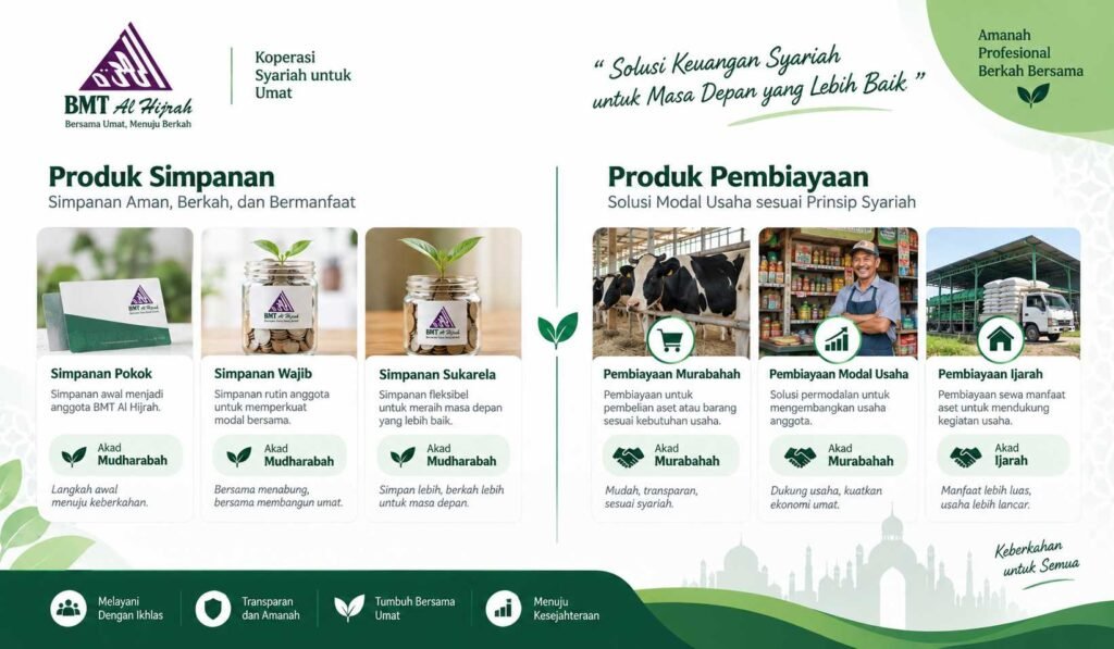 produk BMT Al Hijrah simpanan dan pembiayaan syariah akad mudharabah murabahah