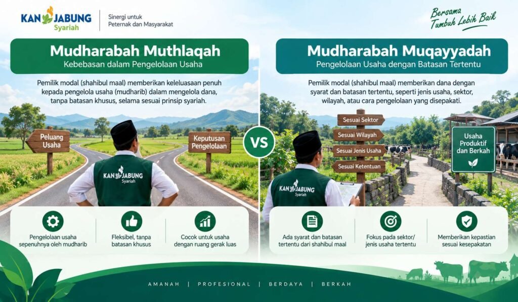 perbedaan mudharabah muthlaqah dan muqayyadah jenis akad mudharabah koperasi syariah