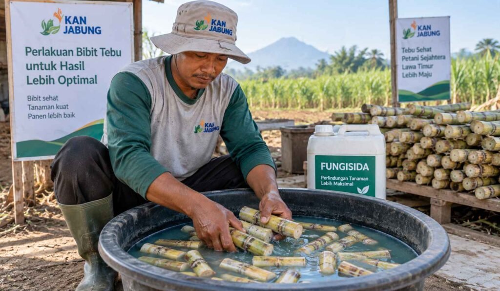 persiapan tanam bibit tebu perlakuan benih fungisida sebelum ditanam di lahan