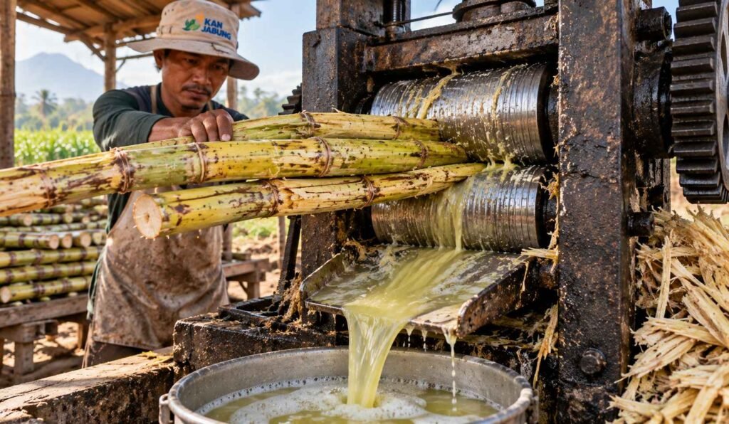 nira tebu proses penyadapan batang tebu segar untuk pembuatan gula merah