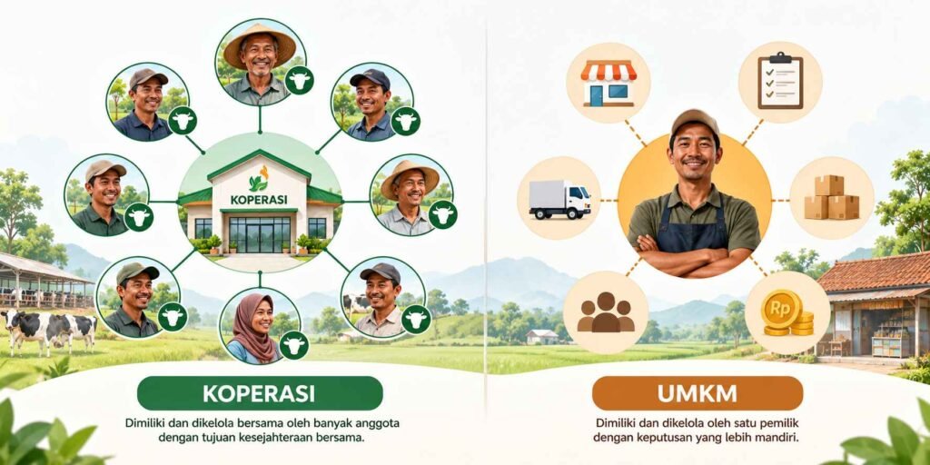 perbedaan struktur koperasi dan UMKM dari sisi kelembagaan dan kepemilikan
