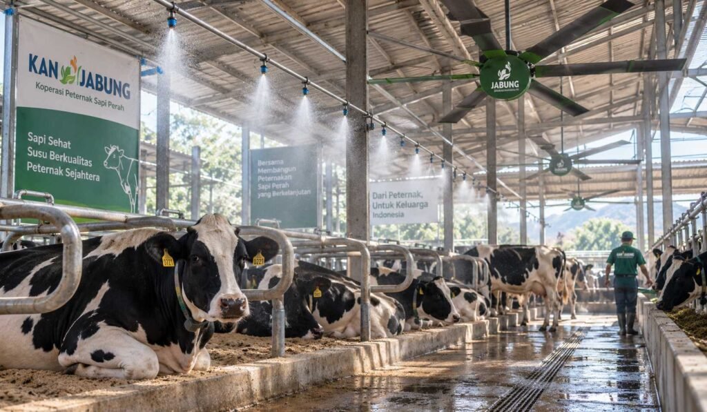 cara mengatasi heat stress sapi perah dengan kipas angin sprinkler dan kandang berventilasi